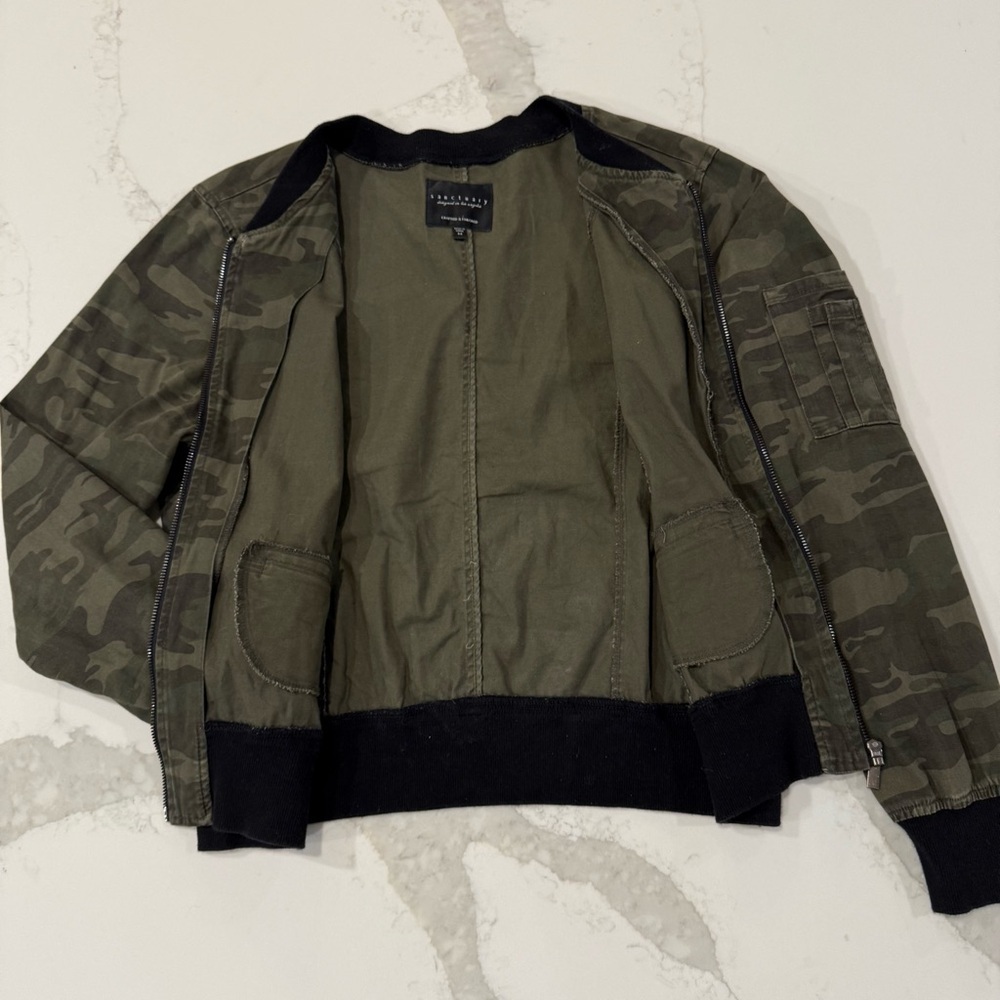 Sanctuary Military Style Camo Bomber Full Zip Jacket Women’s Medium Army Green - Picture 5 of 8